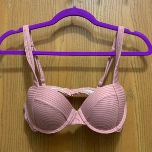 New PINK Ribbed Push-Up Swim Top